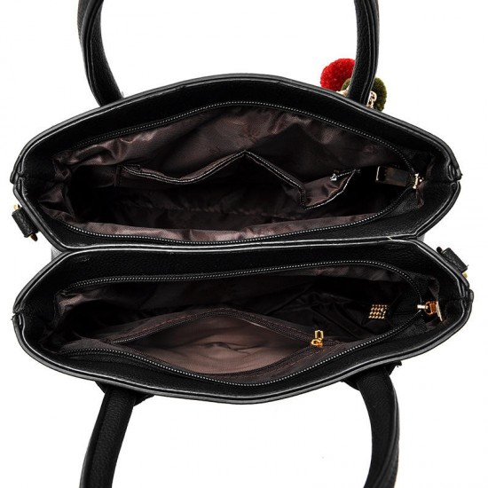 2 Main Pockets Women PU Leather Casual Handbag Crossbody Bag