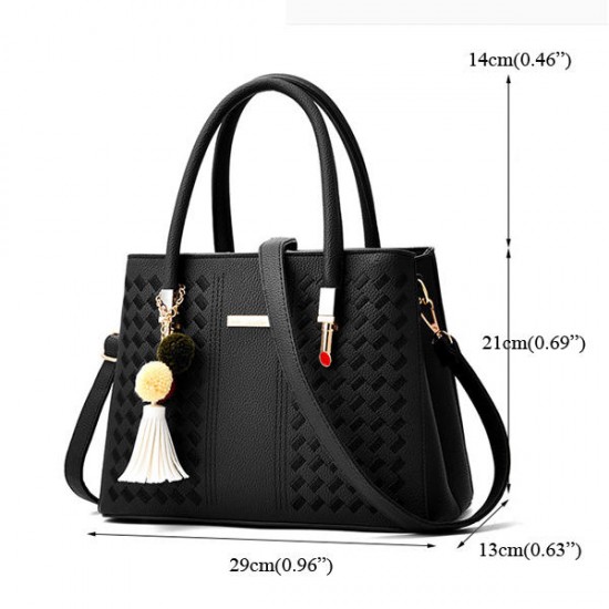 2 Main Pockets Women PU Leather Casual Handbag Crossbody Bag