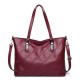 2 PCS Women Soft Faux Leather Large Capacity Tote Bag Solid Casual Crossbody Bag Handbag