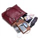 2 PCS Women Soft Faux Leather Large Capacity Tote Bag Solid Casual Crossbody Bag Handbag