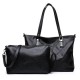 2 PCS Women Soft Faux Leather Large Capacity Tote Bag Solid Casual Crossbody Bag Handbag