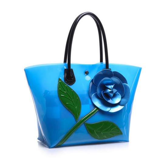 2 Pcs Women Flower Design Tote Bags Transparent Shoulder Bags Elegant Party Bags
