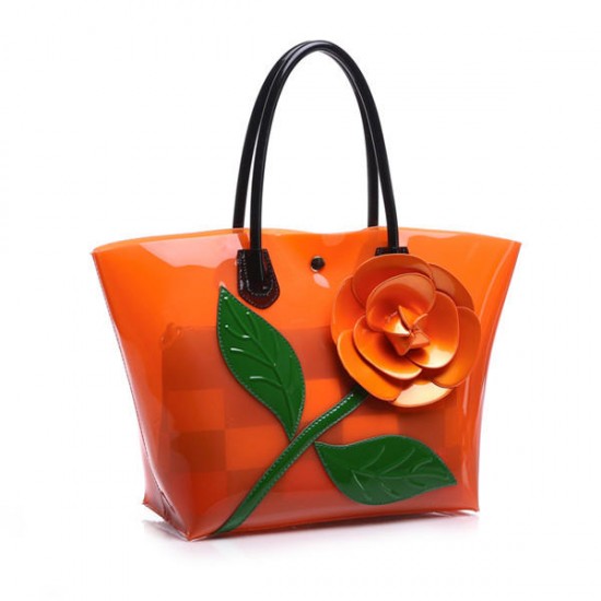 2 Pcs Women Flower Design Tote Bags Transparent Shoulder Bags Elegant Party Bags