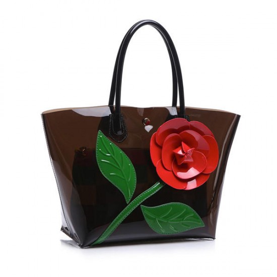 2 Pcs Women Flower Design Tote Bags Transparent Shoulder Bags Elegant Party Bags