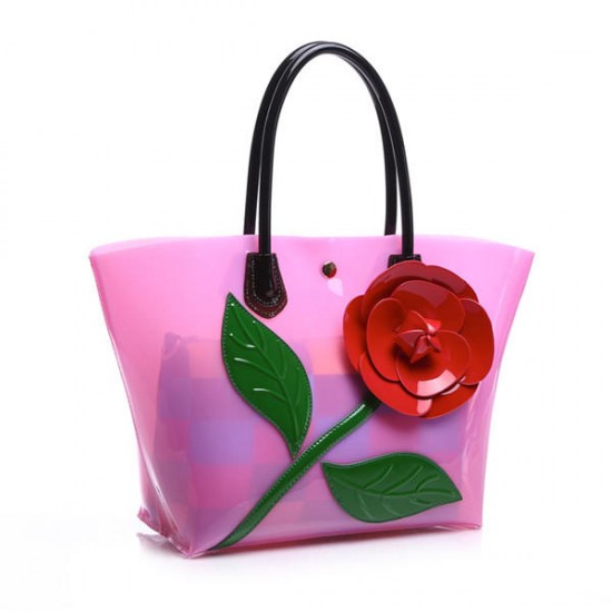 2 Pcs Women Flower Design Tote Bags Transparent Shoulder Bags Elegant Party Bags