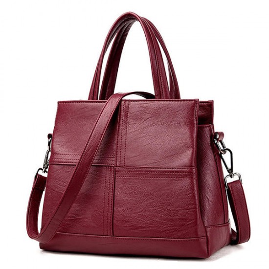 3 Main Pockets Women Casual PU Leather Handbag Crossbody Bag