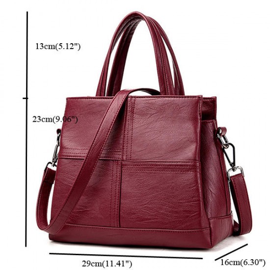 3 Main Pockets Women Casual PU Leather Handbag Crossbody Bag