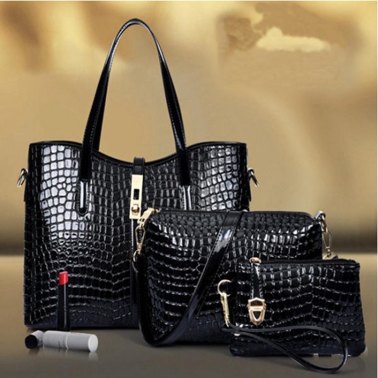 3 Pcs Women Stone Pattern Handbags Elgant Shoulder Bags Cluthes Bags Crossbody Bags