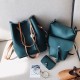 4 Pieces Women Litchi Pattern Pu Leather Casual Crossbody Bag