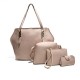 4Pcs Faux Leather Solid Leisure Handbag Shoulder Bag For Women