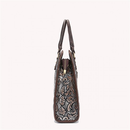 National Style Flower Embossment Shoulder Bag Elegant Crossbody Bag Handbag For Women