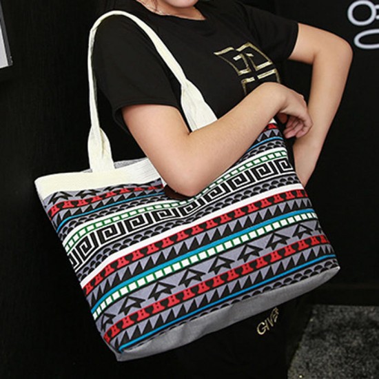 Women National Style Shopping Handbag Canvas Tote