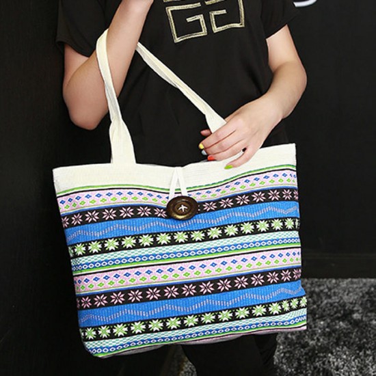 Women National Style Shopping Handbag Canvas Tote