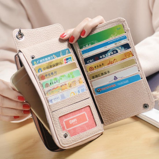 13 Card Slots Women Large Capacity Pu  Wallet Cell Phone Case