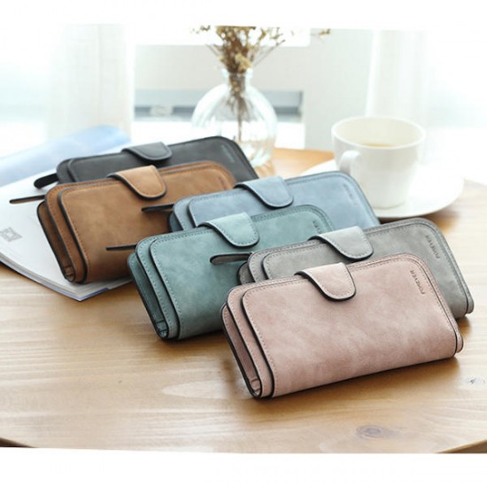 14 Card Slots Woman Four Fold Wallet Purse Faux Leather Card Bag Multi Card Slots Phone Bag