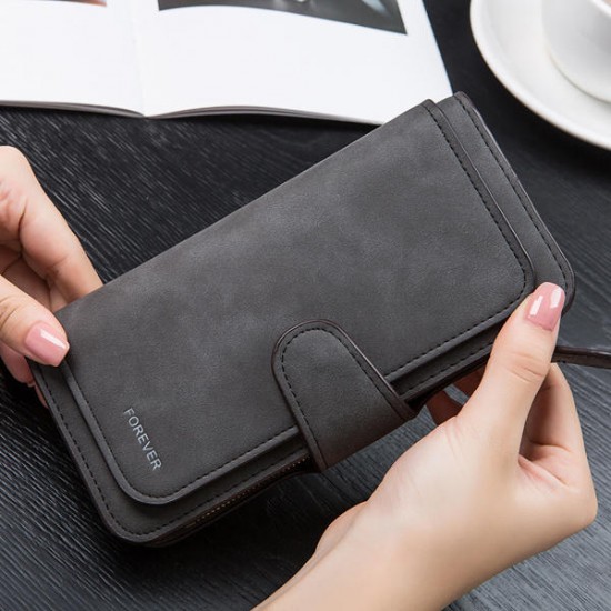 14 Card Slots Woman Four Fold Wallet Purse Faux Leather Card Bag Multi Card Slots Phone Bag