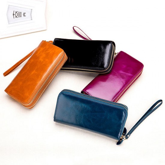 24 Card Slots Quality Genuine Leather Oil Leather Double Layer Card Slots Wallet For Men Women