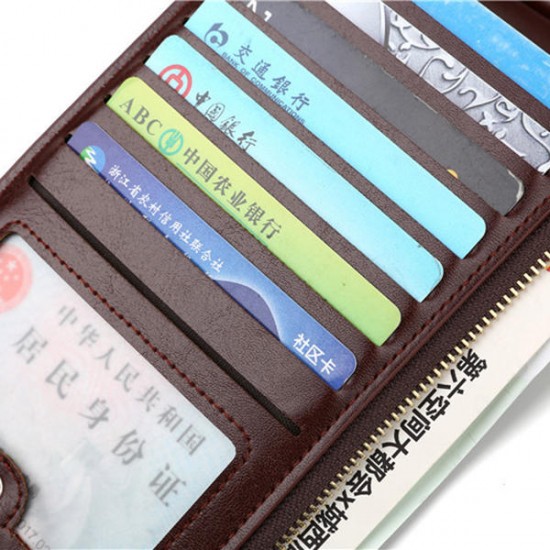 Women Large Capacity 17 Card Slots Business Double Zipper Wallet