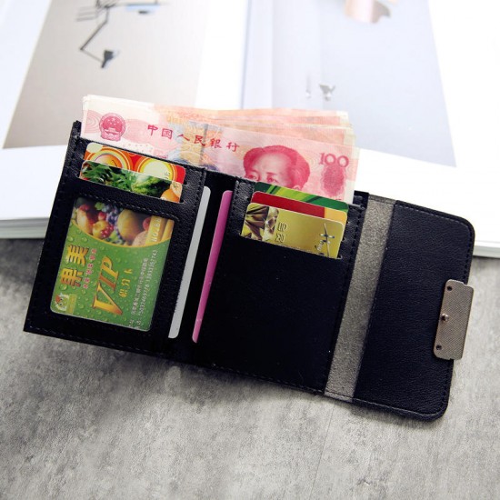Women Trifolding Small PU Leather Wallet Card Holder Purse