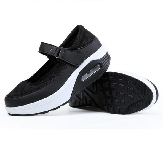 Breathable Rocker Sole Hook Loop Platform Shake Sport Shoes