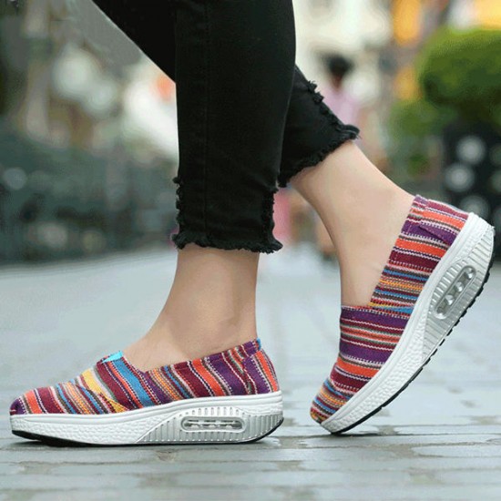 Casual Flat Shoes Canvas For Women Sport Ourddor Rocker Sole Shoes