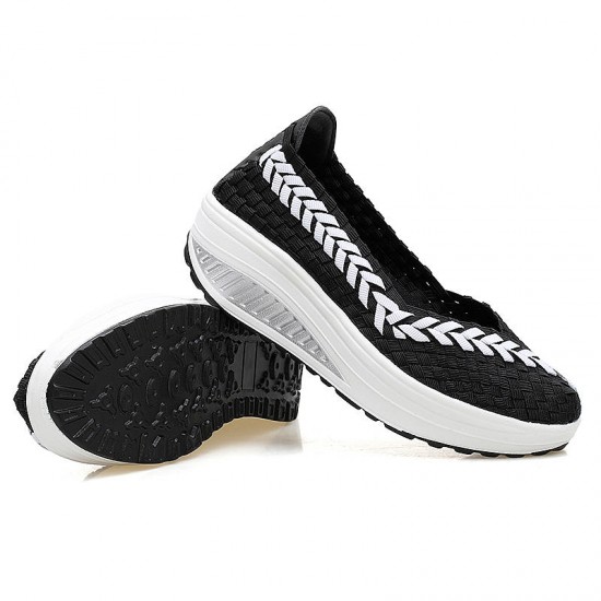 Colorful Knitted Slip On Rocker Sole Shoes For Women
