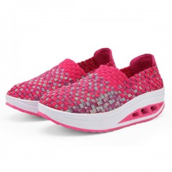 Colorful Rocker Sole Shoes Handmade Knit Shake Shoes Casual Slip On Sneakers