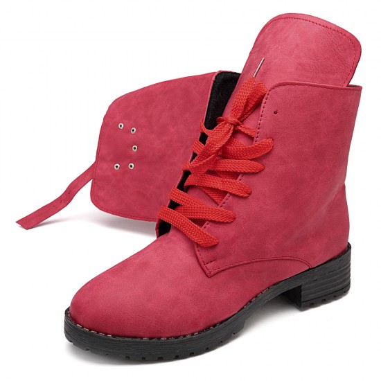 Ankle Adjustable Buckle Slip On Women Boots