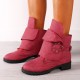 Ankle Adjustable Buckle Slip On Women Boots