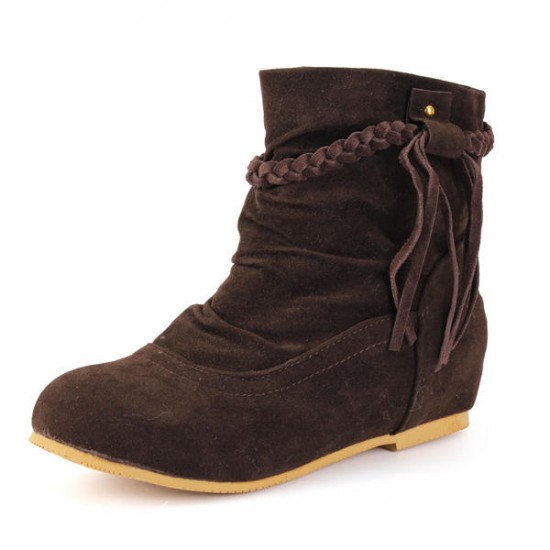 Big Size Women Casual Tassels Ankle Boots Increased Within Suede Boots