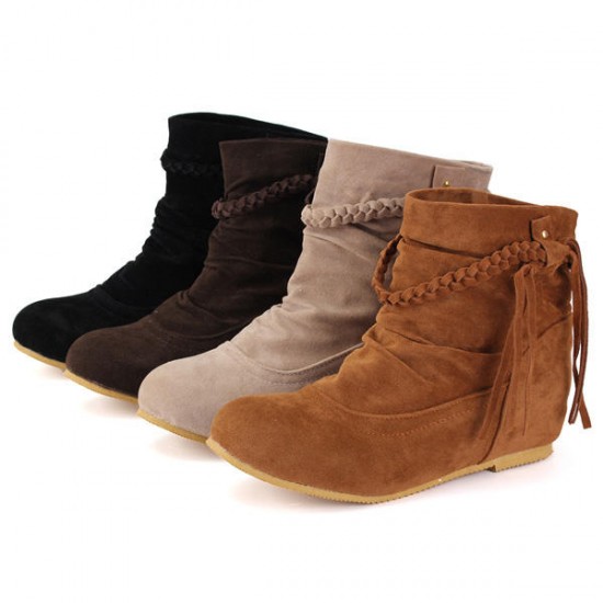 Big Size Women Casual Tassels Ankle Boots Increased Within Suede Boots