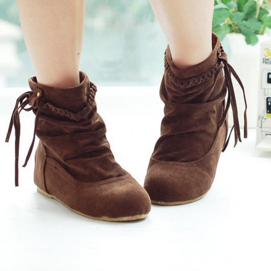 Big Size Women Casual Tassels Ankle Boots Increased Within Suede Boots