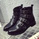 Big Size Women Rivet Buckle Ankle Zipper Boots