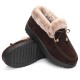 Bowknot Slip On Faux Fur Lining Soft Sole Round Toe Warm Short Boots