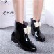 Bowknot Waterproof Slip On Ankle Rain Boots