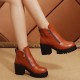 Casual Women Boots Chunky Heel Side Zipper Ankle Short Boots