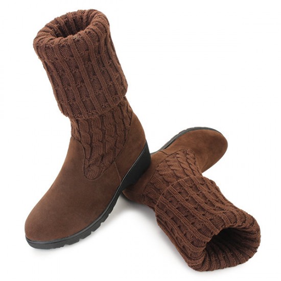 European Style Wool Knitting Over Knee High Medium Heel  Boots
