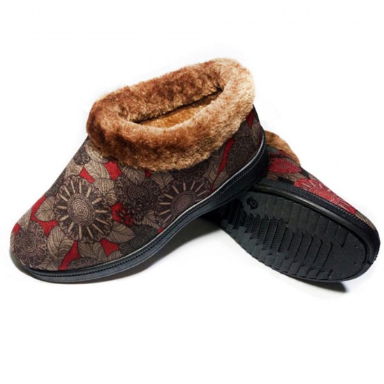 Winter Cotton Snow Ankle Boots  Printing Pattern Flat Shoes