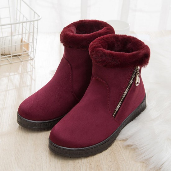 Zipper Suede Winter Ankle Boots Casual Warm Shoes