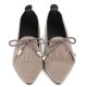 Bowknot Suede Pointed Toe Loafers Flat Tassels Pumps Shoes