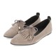 Bowknot Suede Pointed Toe Loafers Flat Tassels Pumps Shoes