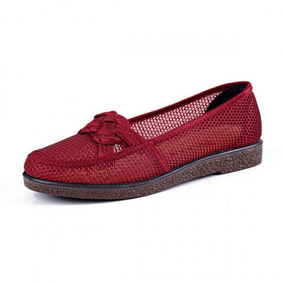 Breathable Old Beijing Cloth Shoes Women's Hollow Casual Flats Loafer Shoes