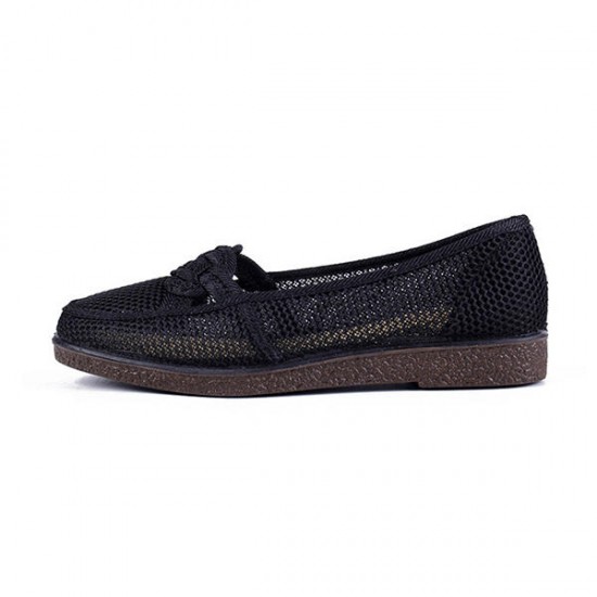 Breathable Old Beijing Cloth Shoes Women's Hollow Casual Flats Loafer Shoes