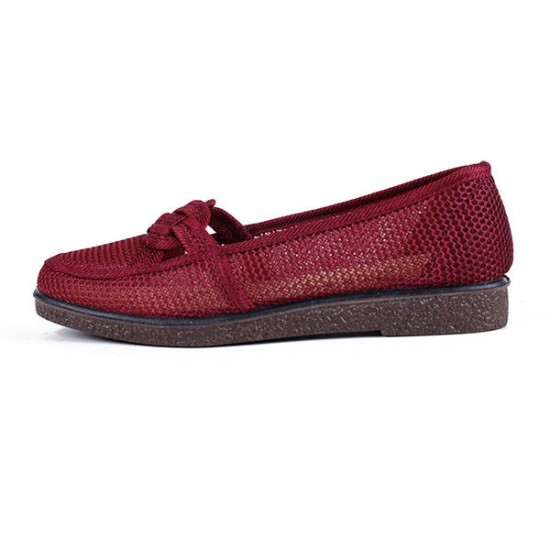 Breathable Old Beijing Cloth Shoes Women's Hollow Casual Flats Loafer Shoes