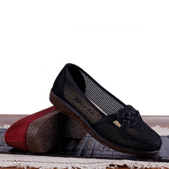 Breathable Old Beijing Cloth Shoes Women's Hollow Casual Flats Loafer Shoes