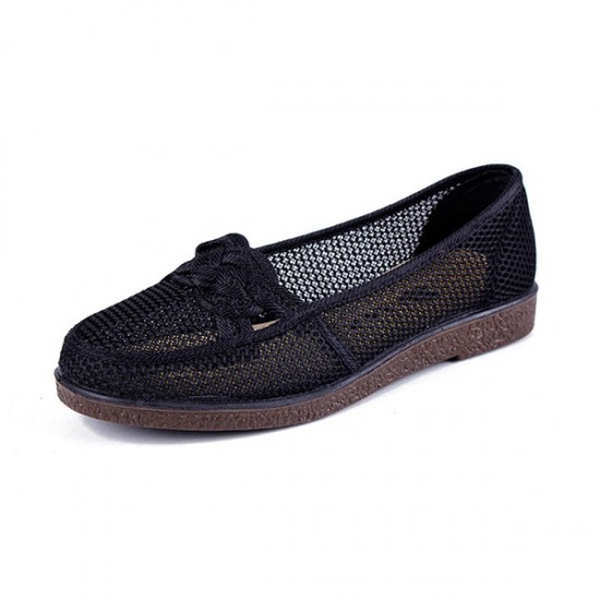 Breathable Old Beijing Cloth Shoes Women's Hollow Casual Flats Loafer Shoes