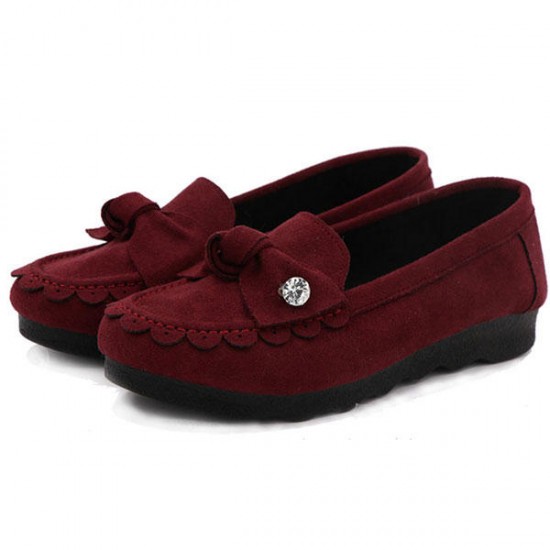 Casual Low Top Women Slip On Flat Shoes In Suede