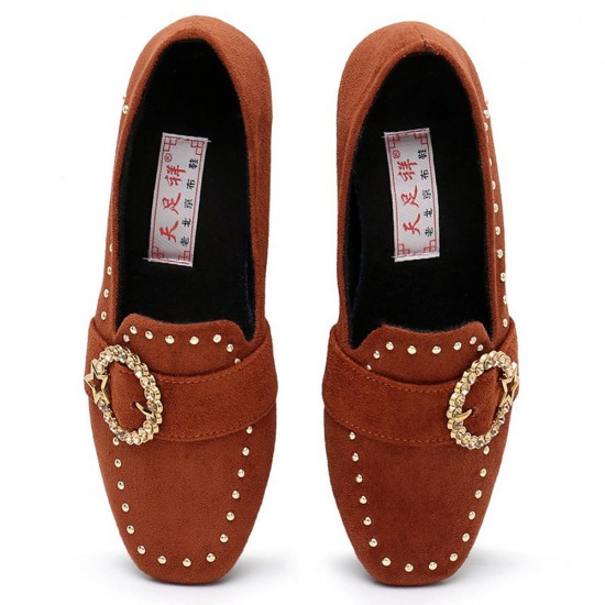 Casual Slip On Suede Rhinestone Flats For Women