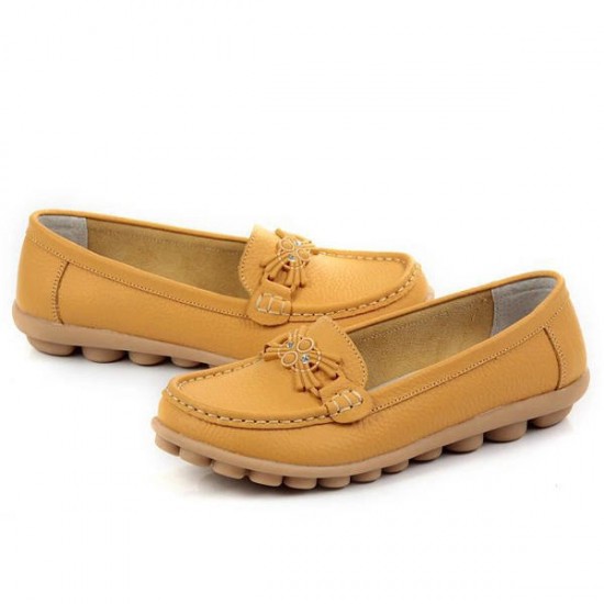 Casual Soft Sole Beaded Pattern Flat Loafers For Women