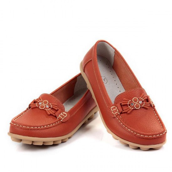 Casual Soft Sole Beaded Pattern Flat Loafers For Women